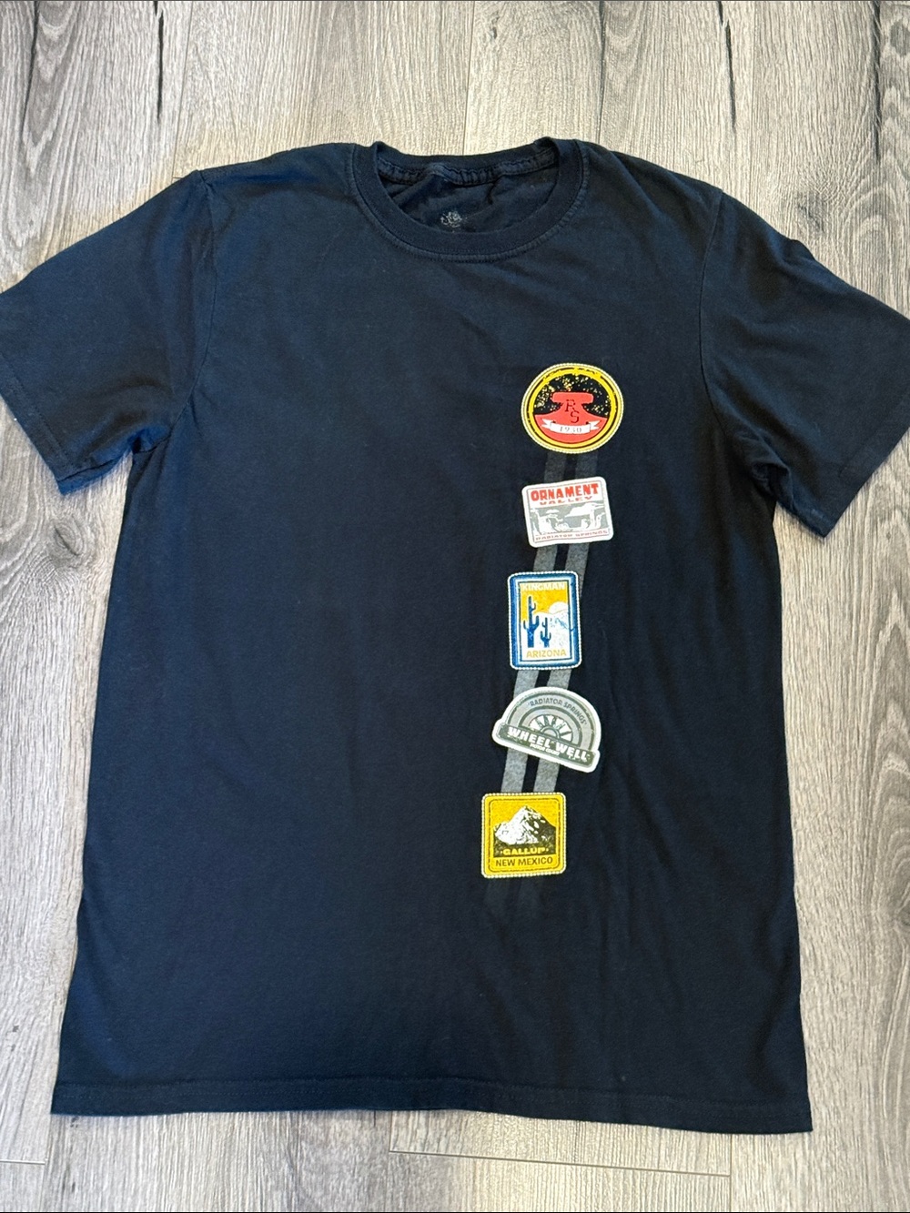 Disney’s Cars Black Graphic Patch Route 66 McQueen Short-Sleeve Men's T-Shirt